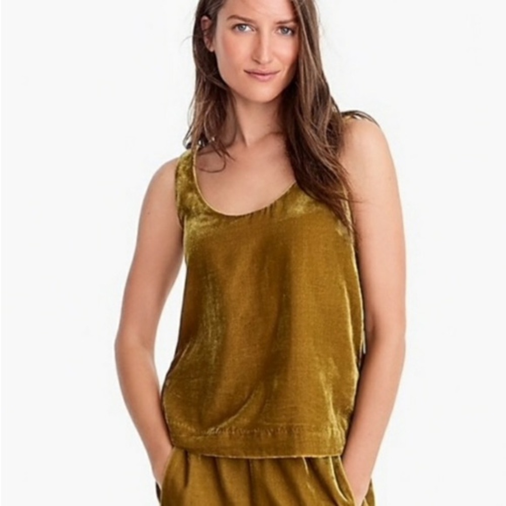 J. Crew Mustard Velvet Tank Top